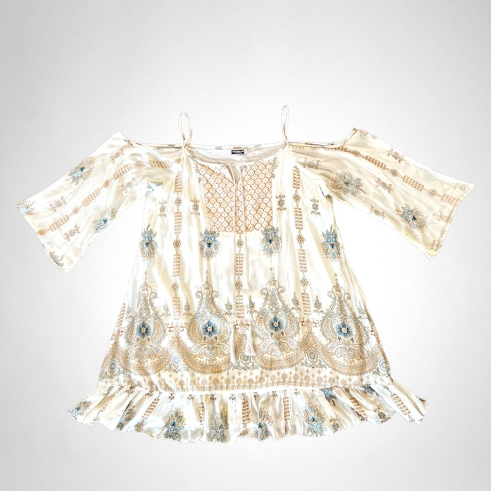 Cotton Summer Sundress Built in White Slip Under Sundress - Picture 2 of 3